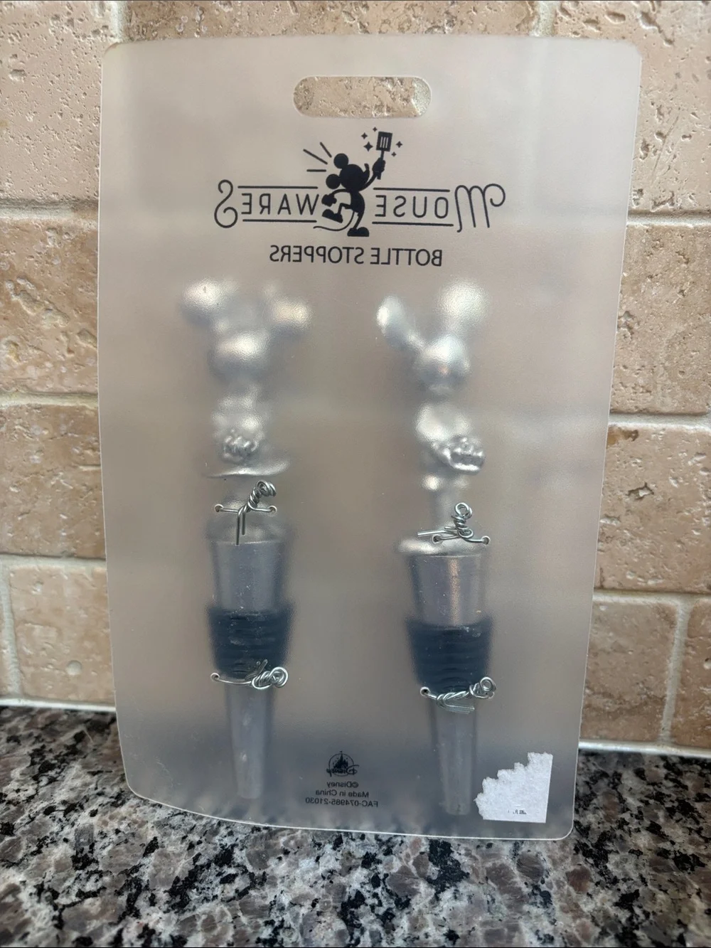 Disney Parks Mouse Wares Mickey & Minnie Silver Wine Bottle Stoppers New 5.25